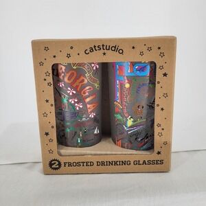 Catstudio Georgia & Florida Frosted Drinking Glasses 15oz Geography Collection